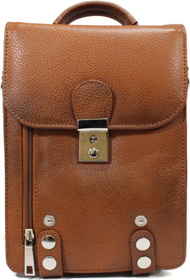 

REINE Men Formal Tan Genuine Leather Sling Bag