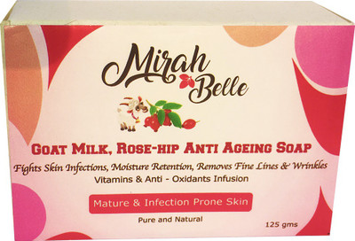 

Mirah Belle Naturals Goat Milk, Rose Hip Anti-aging soap(125 g)