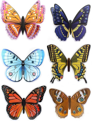 

Sunboy  3D Self Sticking Butterfly Stickers Wall Art Decor Sticker(Pack of 6, Multicolor