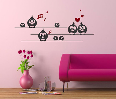 Asmi Collections 100 cm ute Owls Family in Rows Removable Sticker(Pack of 1)