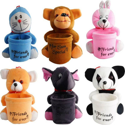 

Shy Products Pen Stand (Set Of 6) - Very Cute - Multi Use - 8 cm(Multicolor)