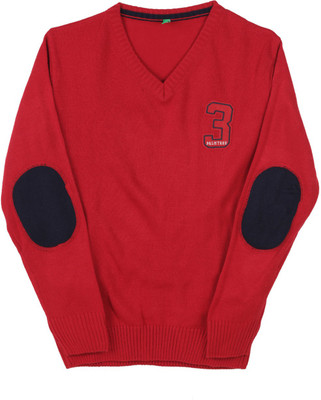 

Palm Tree Solid V-neck Casual Boys Red sweater, 1320