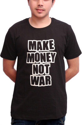 

Swadesi Stuff Printed Men's Round Neck Black, White T-Shirt