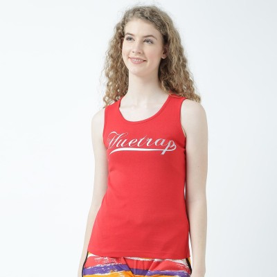 HUETRAP Casual Sleeveless Printed Women Red Top