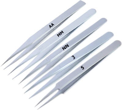 

SCORPION Tweezers Non-Magnetic Stainless Steel Set of 5 for Mobile, Gadget Repairing, Personal Care