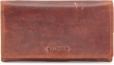 

Calfnero Women Brown Genuine Leather Wallet(7 Card Slots), Tan