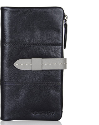 

Calfnero Women Black Genuine Leather Wallet(10 Card Slots)