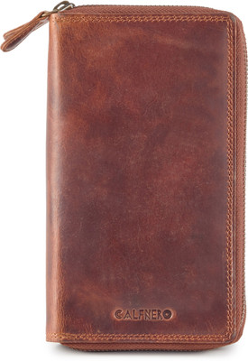 

Calfnero Women Brown Genuine Leather Wallet(15 Card Slots), Tan