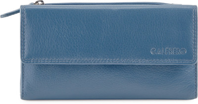 

Calfnero Women Blue Genuine Leather Wallet(16 Card Slots), Navy