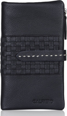 

Calfnero Women Black Genuine Leather Wallet(12 Card Slots)