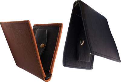 

FRIENDS & COMPANY Men Tan, Black Genuine Leather Wallet(8 Card Slots), Black;tan