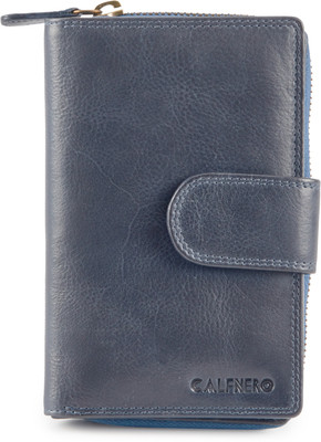 

Calfnero Women Blue Genuine Leather Wallet(10 Card Slots), Navy