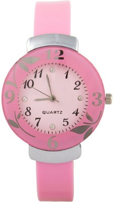 Talgo New Arrival Festive Season Special TGFLPK Flower Leaf Printed On Round Shaped Dial Pink Color New Trendy Stylish Rubber Streaped TGFLPK Watch  - For Girls   Watches  (Talgo)