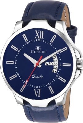 Gesture 1105- Blue Day And Date Strap Watch  - For Men   Watches  (Gesture)