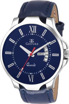View Gesture 1105- Blue Day And Date Strap Watch  - For Men Wrist Watches Price Online(Gesture)