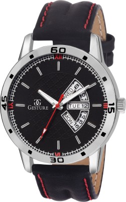 Gesture 1104- Black Day And Date Strap Watch  - For Men   Watches  (Gesture)