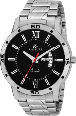 Gesture 1207- Black Day And Date Chain Watch  - For Men   Watches  (Gesture)