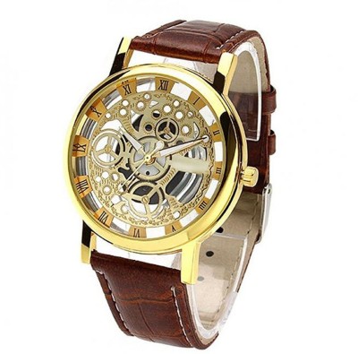 Talgo New Arrival Brown Robin Season Special RROPENBR Roman Open Brown Leather Belt Gold Round Dial RROPENBR Watch  - For Boys   Watches  (Talgo)
