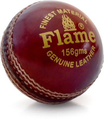 

SUNLEY Flame Cricket Leather Ball(Pack of 1, White), Red