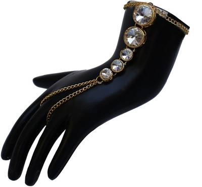 Lucky Jewellery Alloy Cubic Zirconia Gold-plated Ring Bracelet