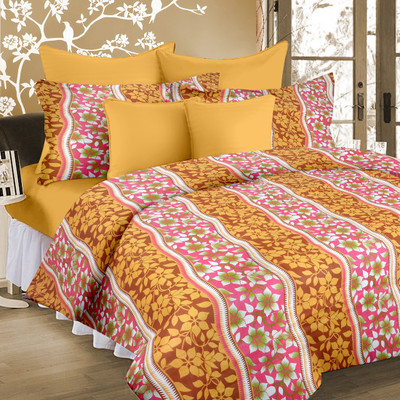 

Cortina 104 TC Cotton Double Floral Bedsheet(Pack of 1, Yellow)