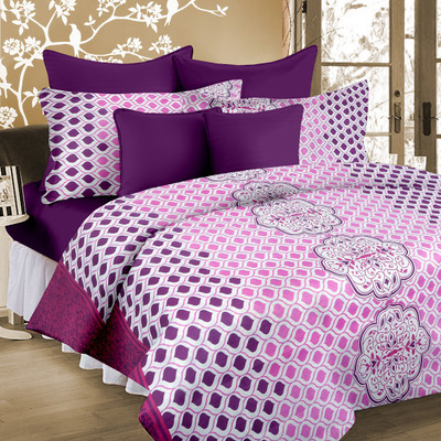 

Cortina 104 TC Cotton Double Floral Bedsheet(Pack of 1, Purple)