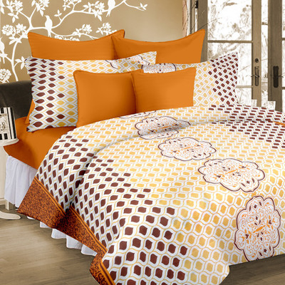 

Cortina 104 TC Cotton Double Floral Bedsheet(Pack of 1, Yellow)