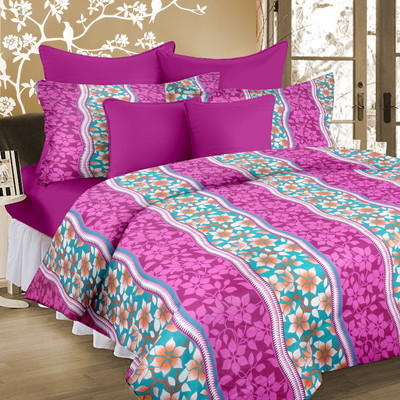

Cortina 104 TC Cotton Double Floral Bedsheet(Pack of 1, Pink)