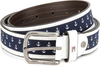 

Tommy Hilfiger Men Casual White, Blue Genuine Leather Belt