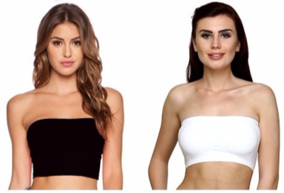 ritu creation Women Tube Lightly Padded Bra(White, Black) ritu creation Women Tube Lightly Padded Bra(White, Black)