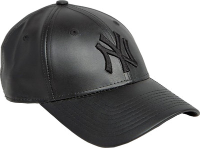 black leather ny baseball cap