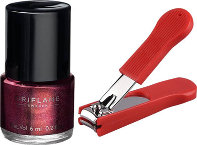 

Oriflame Sweden Pure Colour Nail Polish Mini (BurgundyWine - 30802) With Nail Cutter(Set of 2)