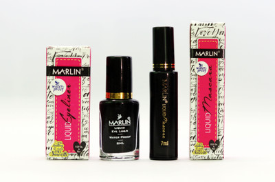 

Marlin Combo of Liquid Eyeliner And Mascara Waterproof Long Lasting and Clump Free Smooth(Set of 2)