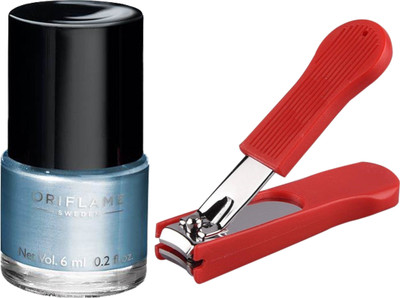 

Oriflame Sweden Pure Colour Nail Polish Mini (Marine Blue - 30805) With Nail Cutter(Set of 2)