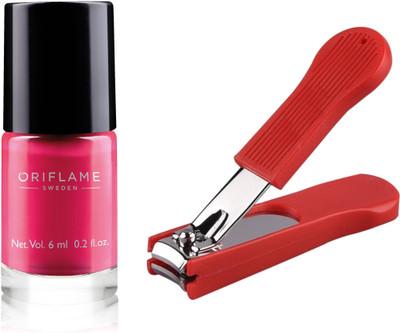 

Oriflame Sweden Pure Colour Nail Polish Mini (Intense Pink - 33073) With Nail Cutter(Set of 2)