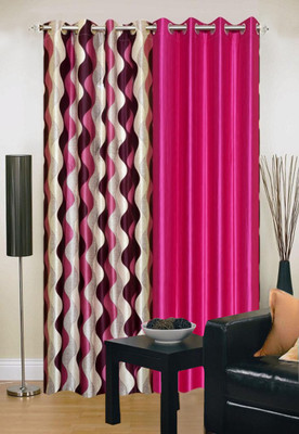 

Stella Creations 275 cm (9 ft) Polyester Long Door Curtain (Pack Of 2)(Printed, Pink)