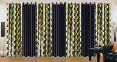 

Ville Style 214 cm (7 ft) Polyester Door Curtain (Pack Of 7)(Abstract, Green, Black), Black;green