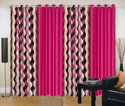 

Stella Creations 275 cm (9 ft) Polyester Long Door Curtain (Pack Of 4)(Printed, Pink)