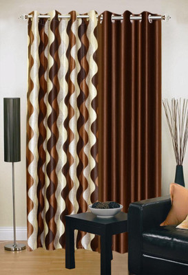

Ville Style 214 cm (7 ft) Polyester Door Curtain (Pack Of 2)(Abstract, Brown)