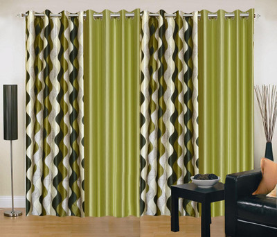 

Stella Creations 214 cm (7 ft) Polyester Door Curtain (Pack Of 4)(Printed, Green, Light Green)