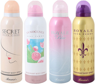 

RASASI DEO SECRET Body Spray - For Men & Women(800 ml, Pack of 4)