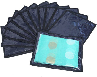 

Addyz Plain Pack of 12Pcs Saree Bedsheet Cover Bags Packaging Storage Cloth Clear Plastic Zip(Black)