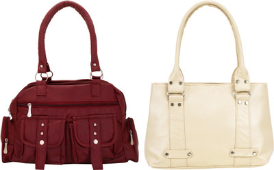 

Lady bar Messenger Bag(Maroon, Tan)