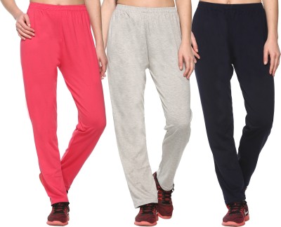 69GAL Solid Women Dark Blue, Pink, Grey Track Pants