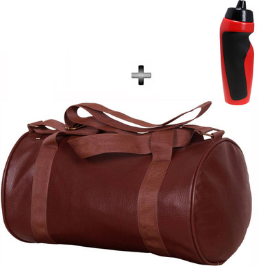 

5 O' Clock Sports Brown Leather Gym Bag and Pichku style shipper Bottle Combo Pack for Men |Women A must Have Gym Bag Combo Kit for Boy's Girl's Fitness by 5 O’clock Sports Gym & Fitness Kit