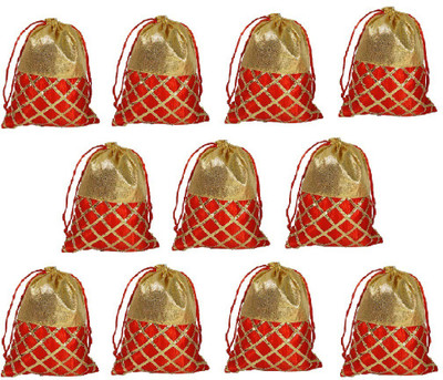 Addyz Pack of 11 Pieces. Ethnic Stylish Clutch Batwa potli bags Potli(Beige)