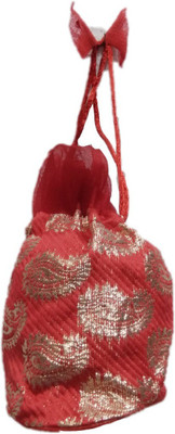 Shreeji Decoration Fancy Design Handmade Silk Potli Batwa Pouch Bag Gift For Women Potli(Red) available at flipkart for Rs.90