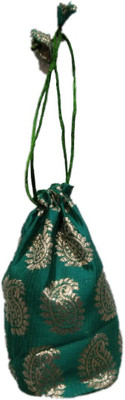 Shreeji Decoration Fancy Design Handmade Silk Potli Batwa Pouch Bag Gift For Women Potli(Green) available at flipkart for Rs.90