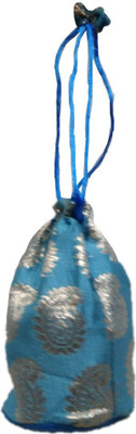 Shreeji Decoration Fancy Design Handmade Silk Potli Batwa Pouch Bag Gift For Women Potli(Blue) available at flipkart for Rs.90