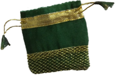 

Shreeji Decoration Square Ethnic Handmade Silk Potli Batwa Pouch Bag Gift For Women[6 pcs] Potli(Green)